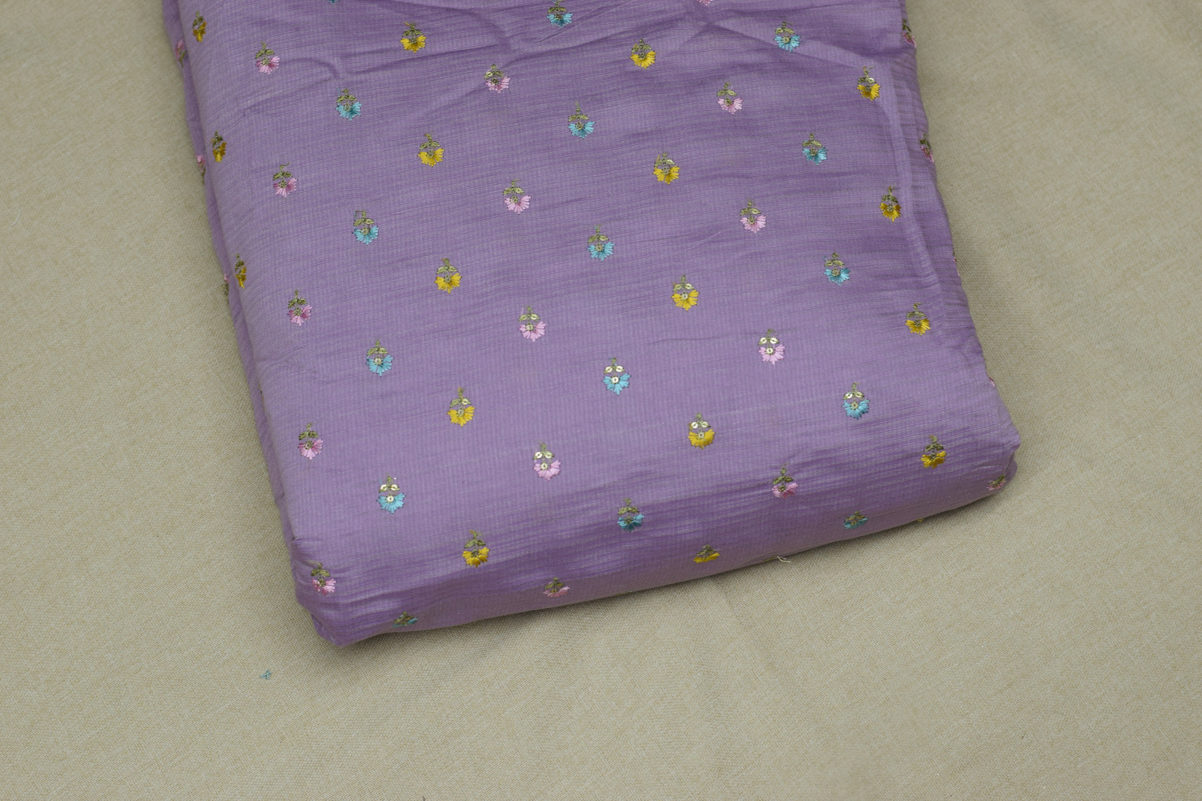 Lavender Bloom Berlin Silk Dress Material Set-56"