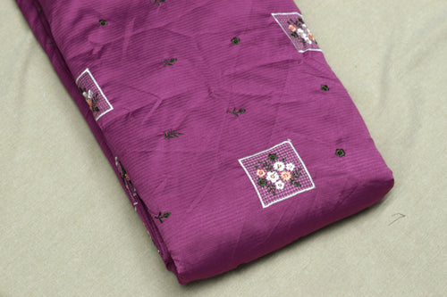 Berlin Silk Embroidered Dress Material Set for Women – Magenta | Top & Bottom Fabric | 56" Width