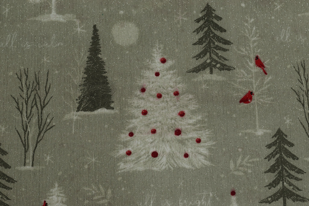 Enchanted Winter Forest 6-Seater Tablecloth with Red Border