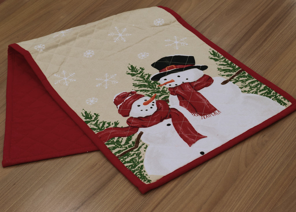 Christmas Snowman Table Runner – Festive Holiday Dining Table Decor | 90 × 35 cm