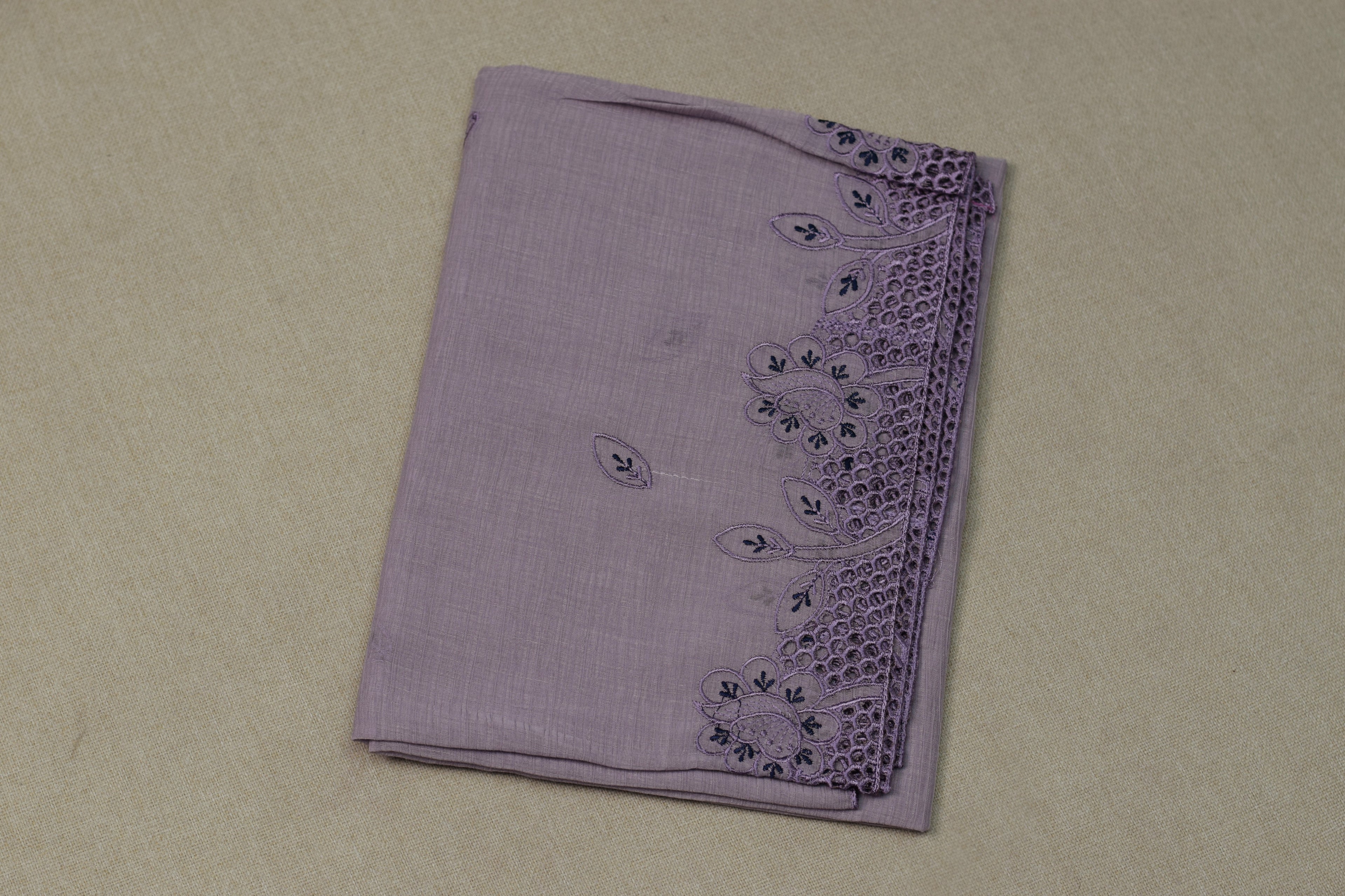 Elegant Lavender Christ Georgette Churidar Dress Material Set with Floral Embroidery