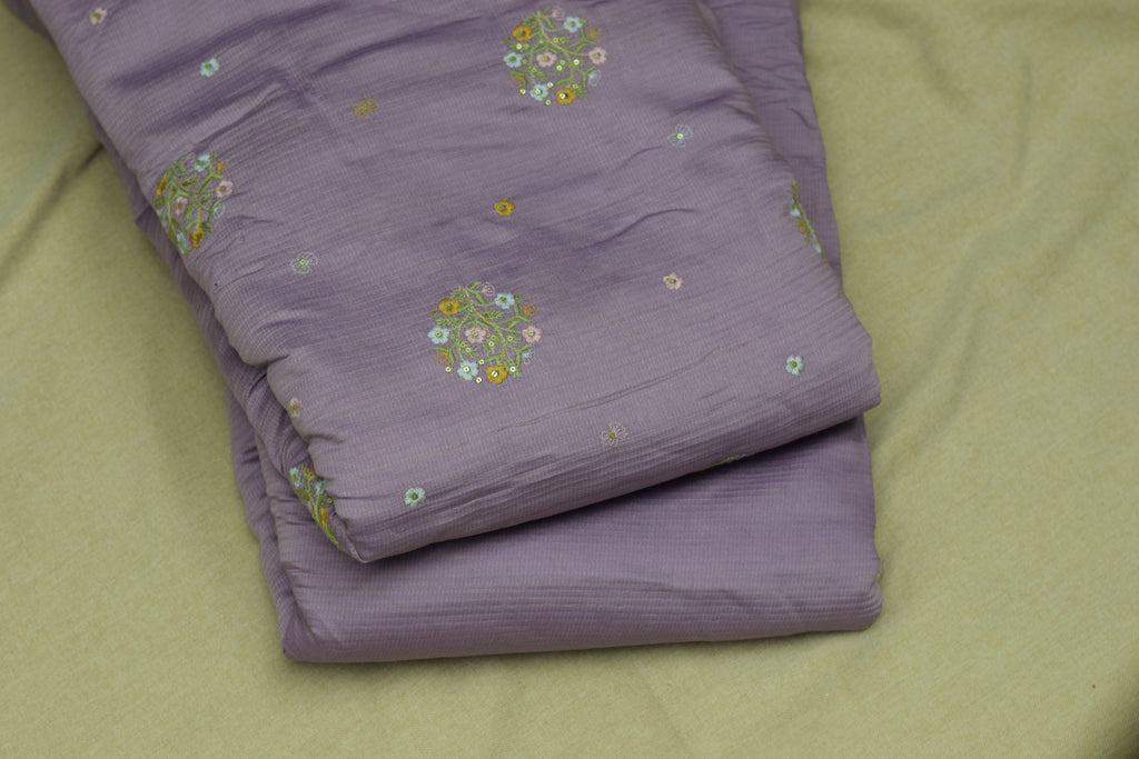 Lavender Bloom Berlin Silk Dress Material Set