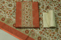Chentheri Floral Print Churidar Dress Material Set – Rust Orange & Cream Elegant Ethnic Wear