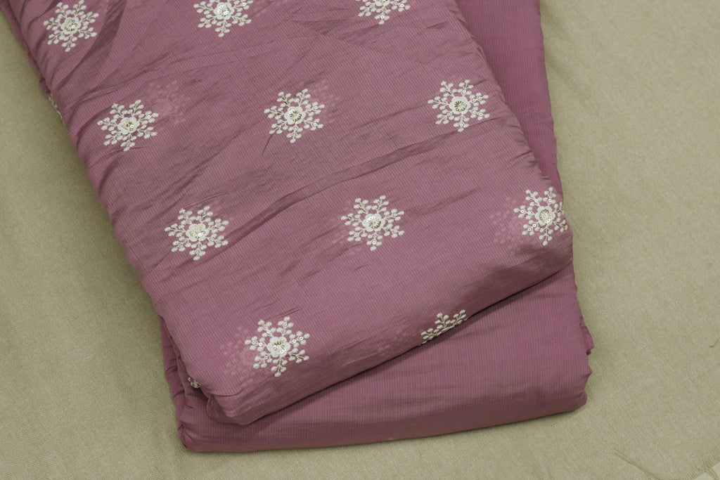 Rosewood Bloom mull chandari  Dress Material Set