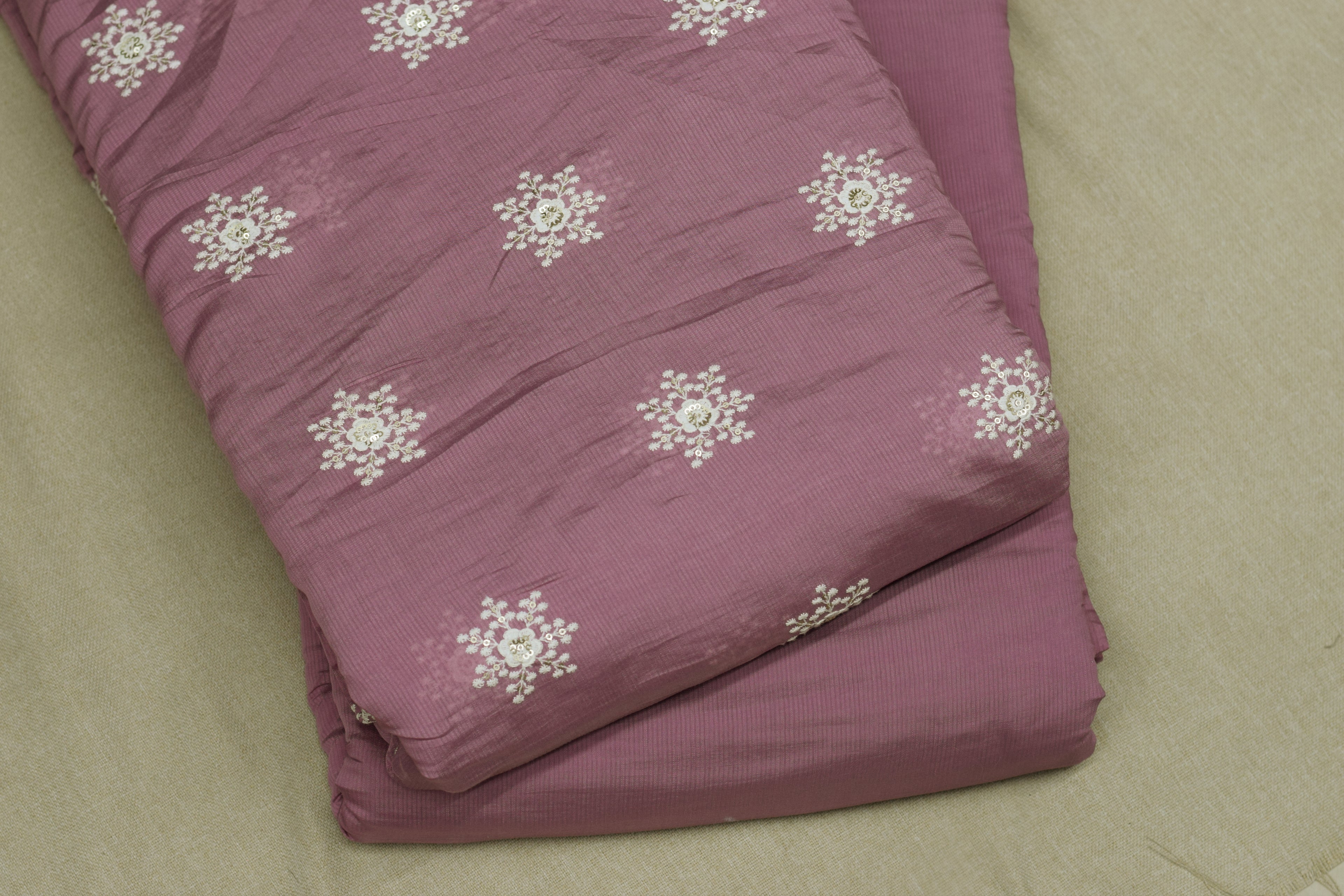 Rosewood Bloom mull chandari  Dress Material Set