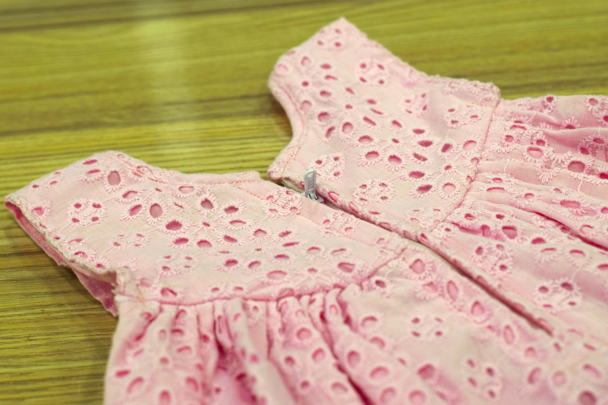 Baby Pink Cotton Hakoba Baby Frock