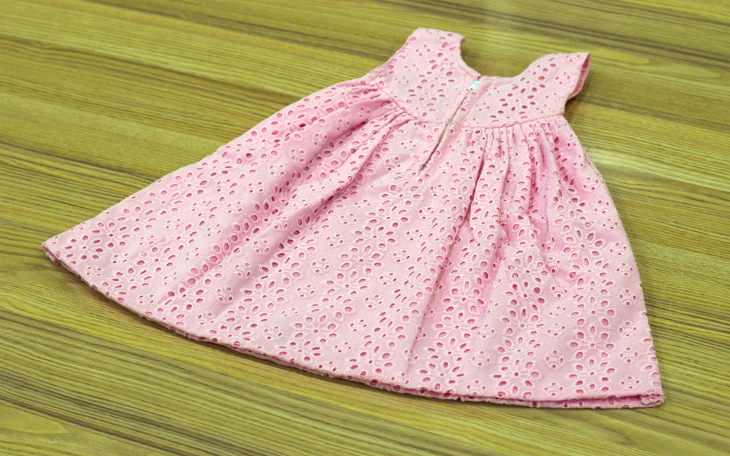 Baby Pink Cotton Hakoba Baby Frock