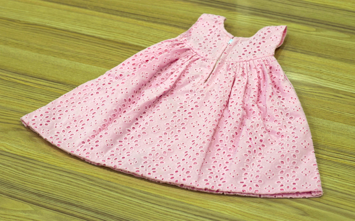 Baby Pink Cotton Hakoba Baby Frock