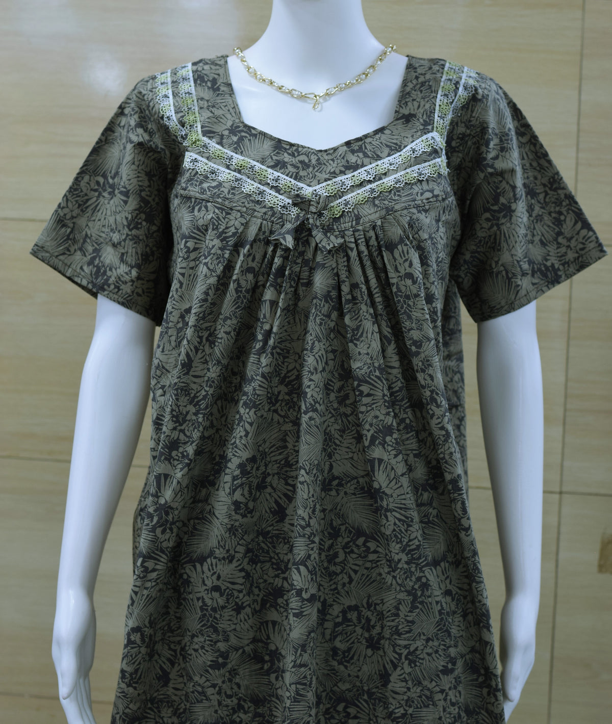 Women’s Full Length Cotton Nighty – Printed Comfort Nightdress | Size L