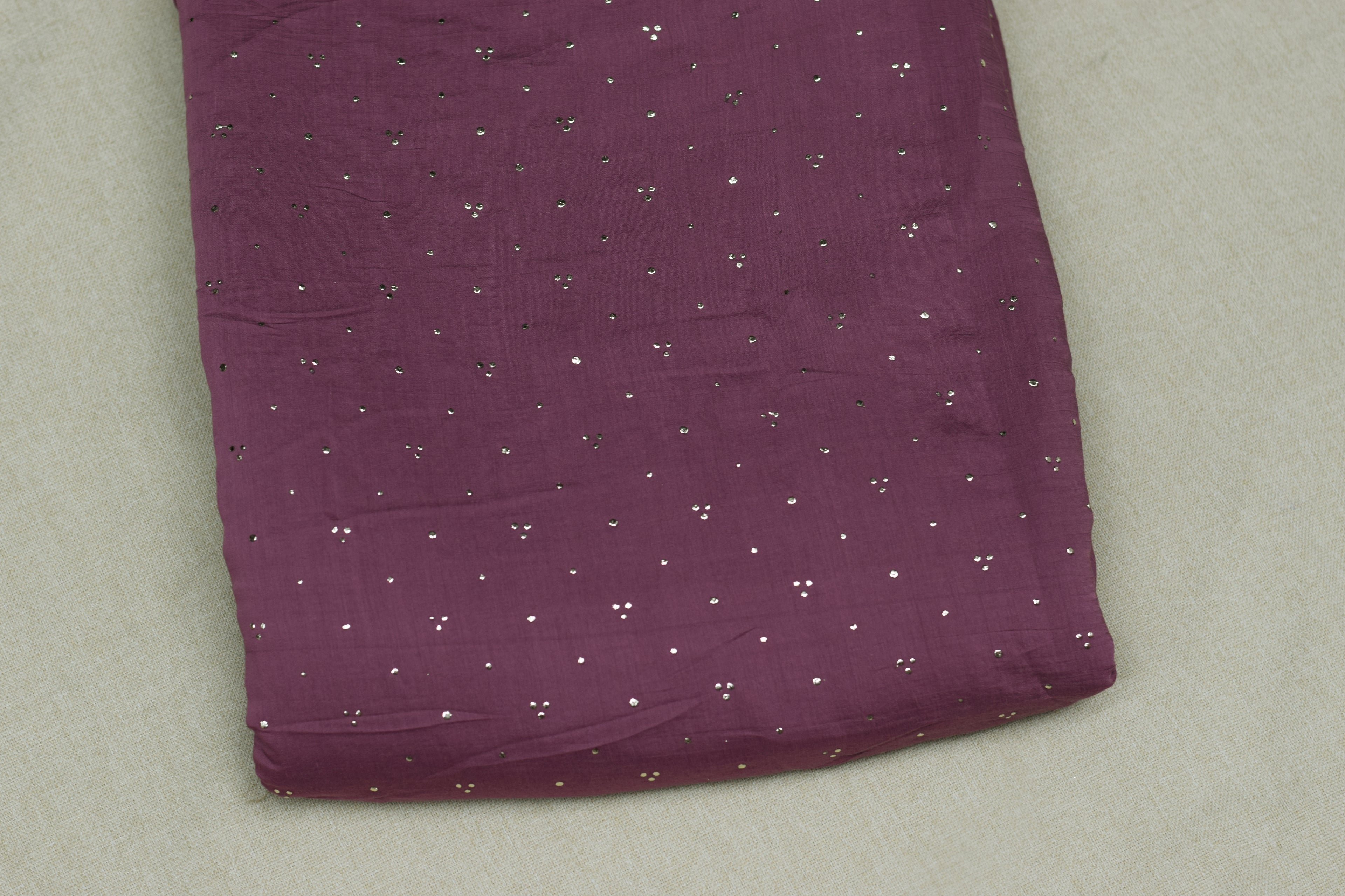 Mul Chandari Dress Material for Women – Wine Purple Sequin Work Fabric | 44 Inch Width | 2.5 Meter Top Material