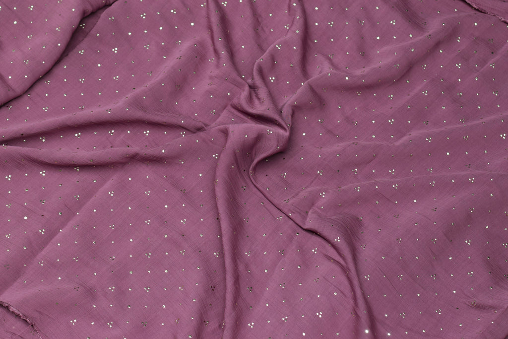 Mul Chandari Dress Material for Women – Wine Purple Sequin Work Fabric | 44 Inch Width | 2.5 Meter Top Material
