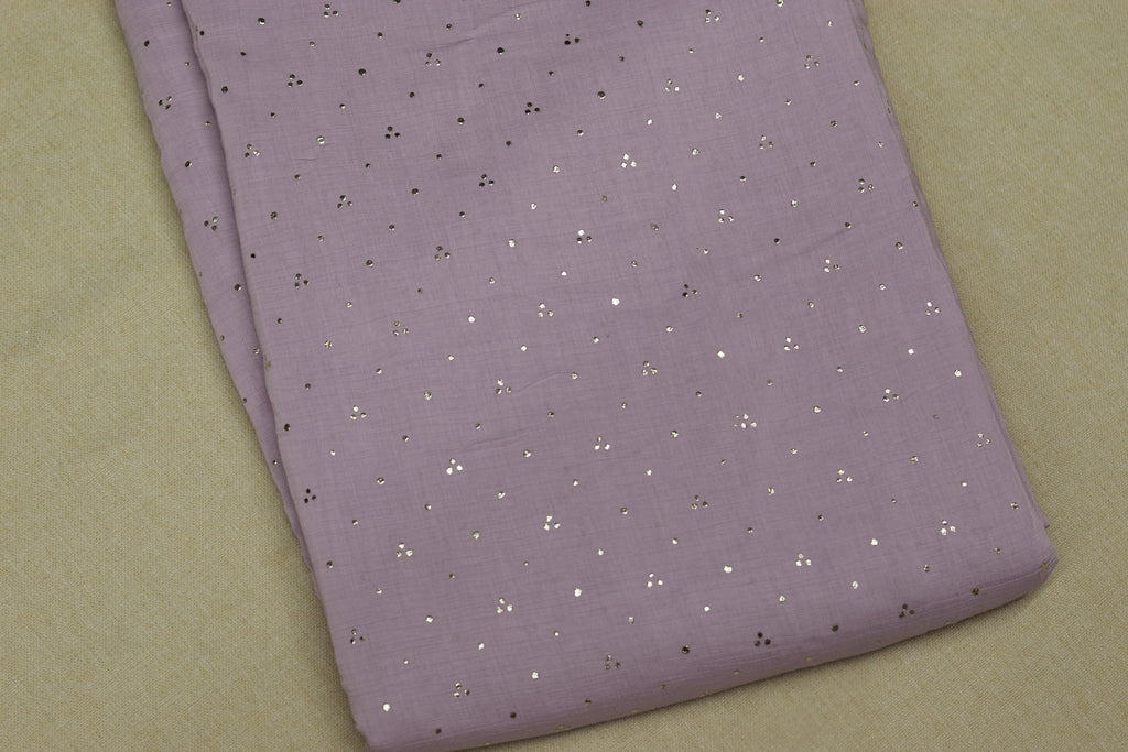 Mul Chandri Sequin Cotton Fabric for Kurti Top – Lavender | 44 Inch Width | 2.5 Meter Unstitched Material