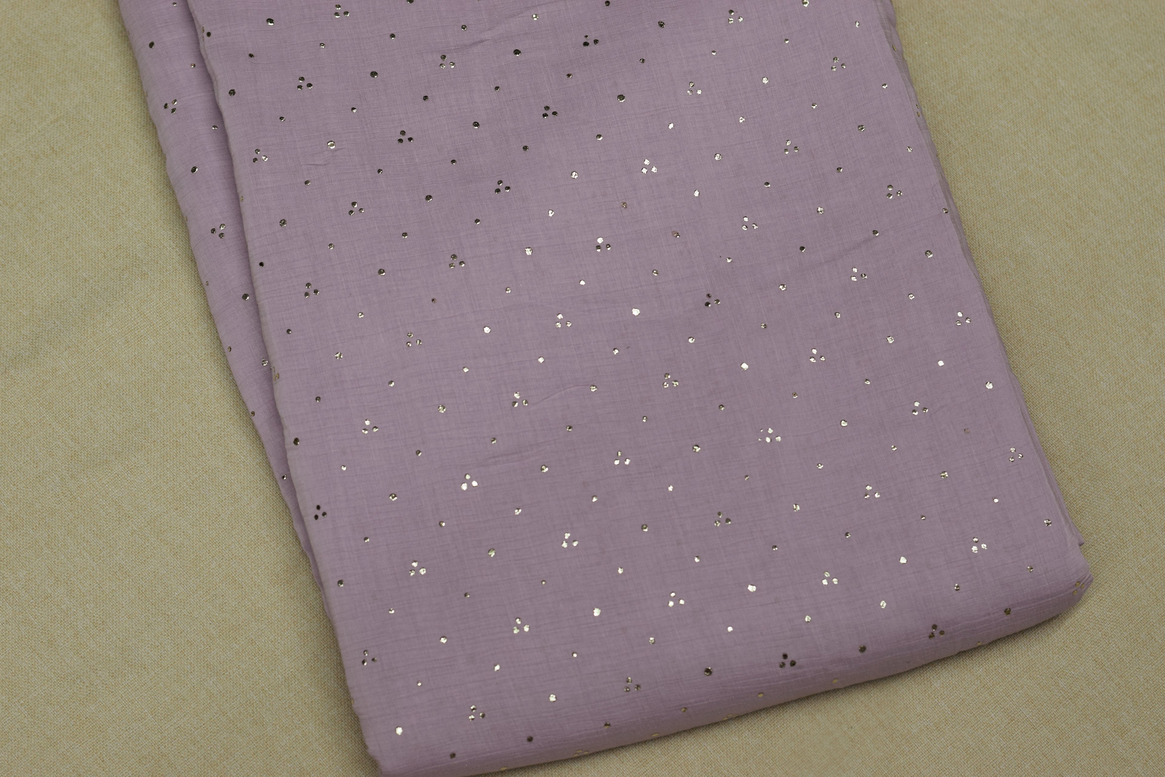 Mul Chandri Sequin Cotton Fabric for Kurti Top – Lavender | 44 Inch Width | 2.5 Meter Unstitched Material