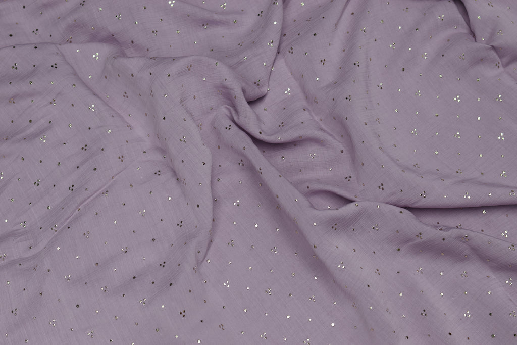 Mul Chandri Sequin Cotton Fabric for Kurti Top – Lavender | 44 Inch Width | 2.5 Meter Unstitched Material