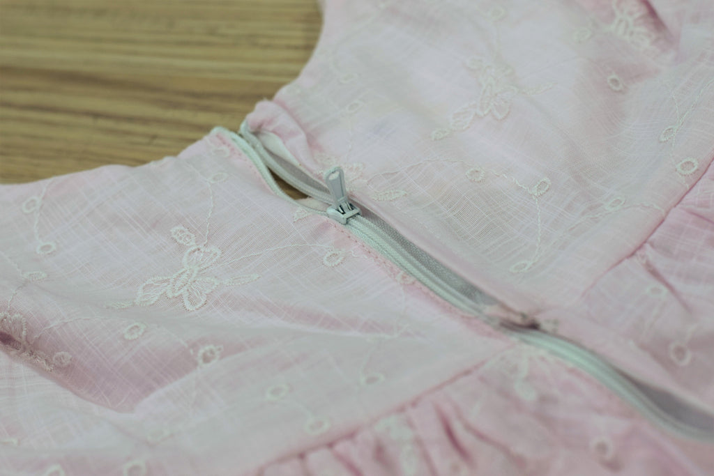 Baby Pink Cotton Baby Girl Frock with Lace Trim