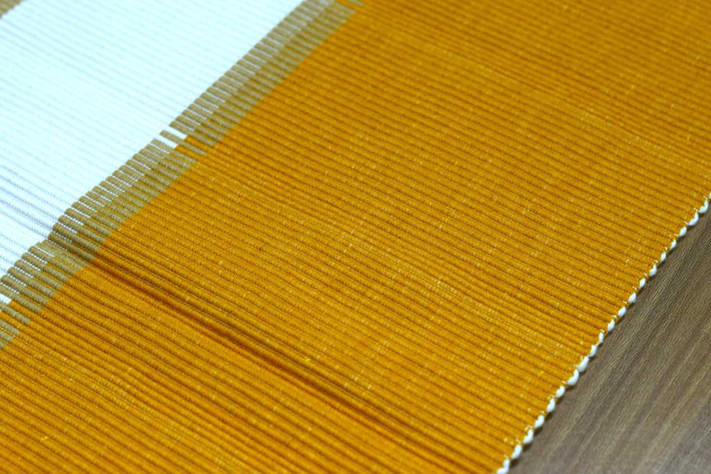 Mustard Yellow & Cream Striped Table Runner – 140 × 45 cm