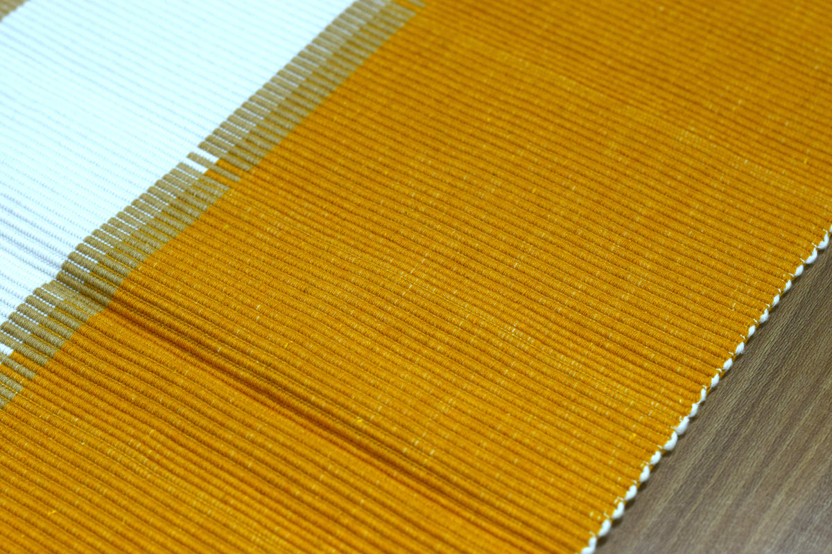Mustard Yellow & Cream Striped Table Runner – 140 × 45 cm