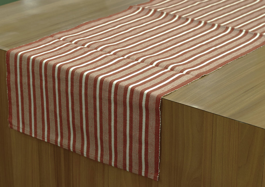 Red & White Striped Table Runner – 140 × 45 cm