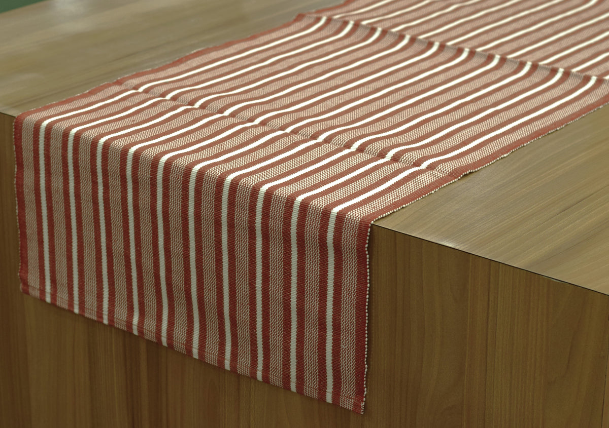 Red & White Striped Table Runner – 140 × 45 cm