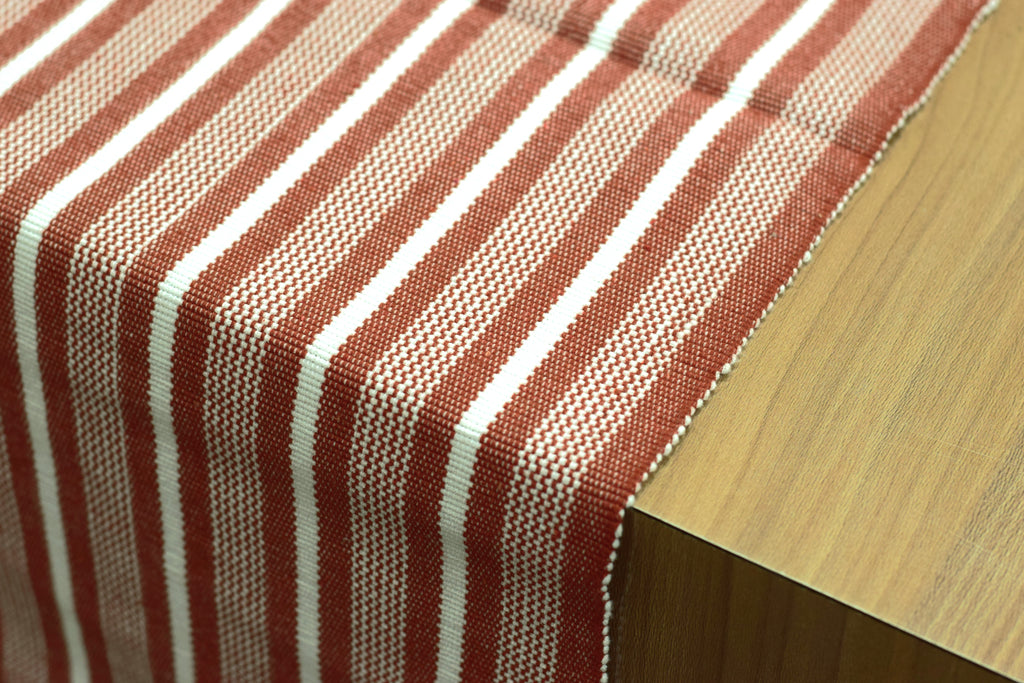 Red & White Striped Table Runner – 140 × 45 cm