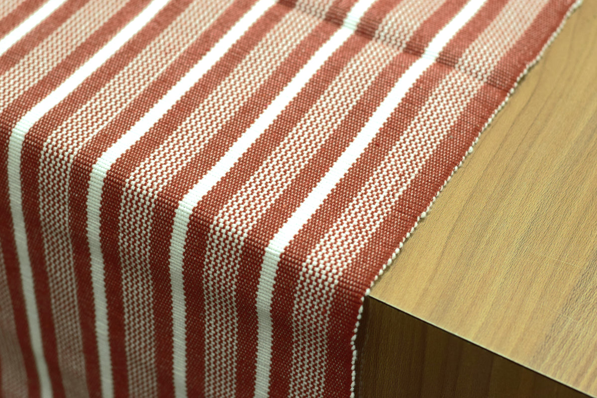 Red & White Striped Table Runner – 140 × 45 cm