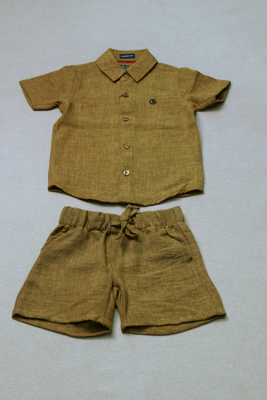 Boys Dusty Rose Cotton Co-ord Set – Half Sleeve Shirt & Shorts Outfit