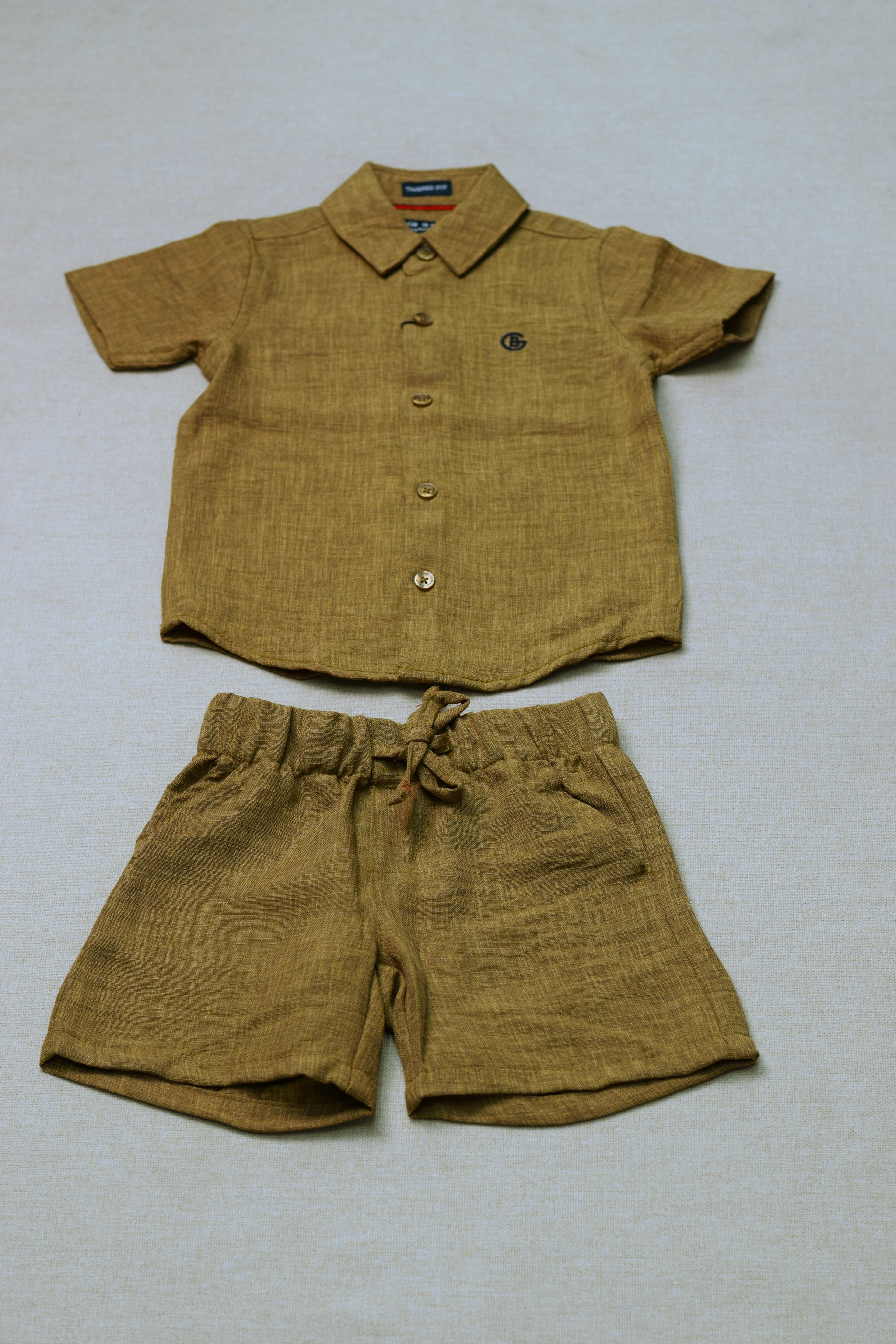 Boys Dusty Rose Cotton Co-ord Set – Half Sleeve Shirt & Shorts Outfit