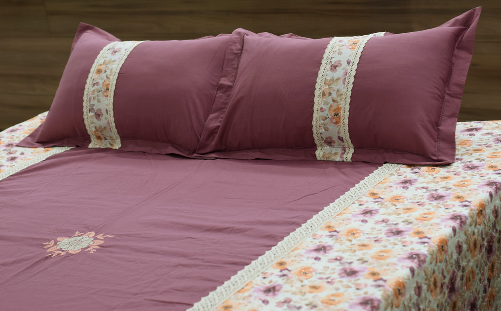 Elegant Floral King Size Bedspread Set with Lace Detailing – 106 × – Nushio by Pulpel
