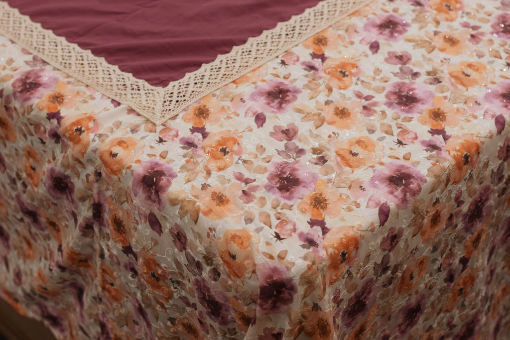 Elegant Floral King Size Bedspread Set with Lace Detailing – 106 × – Nushio by Pulpel