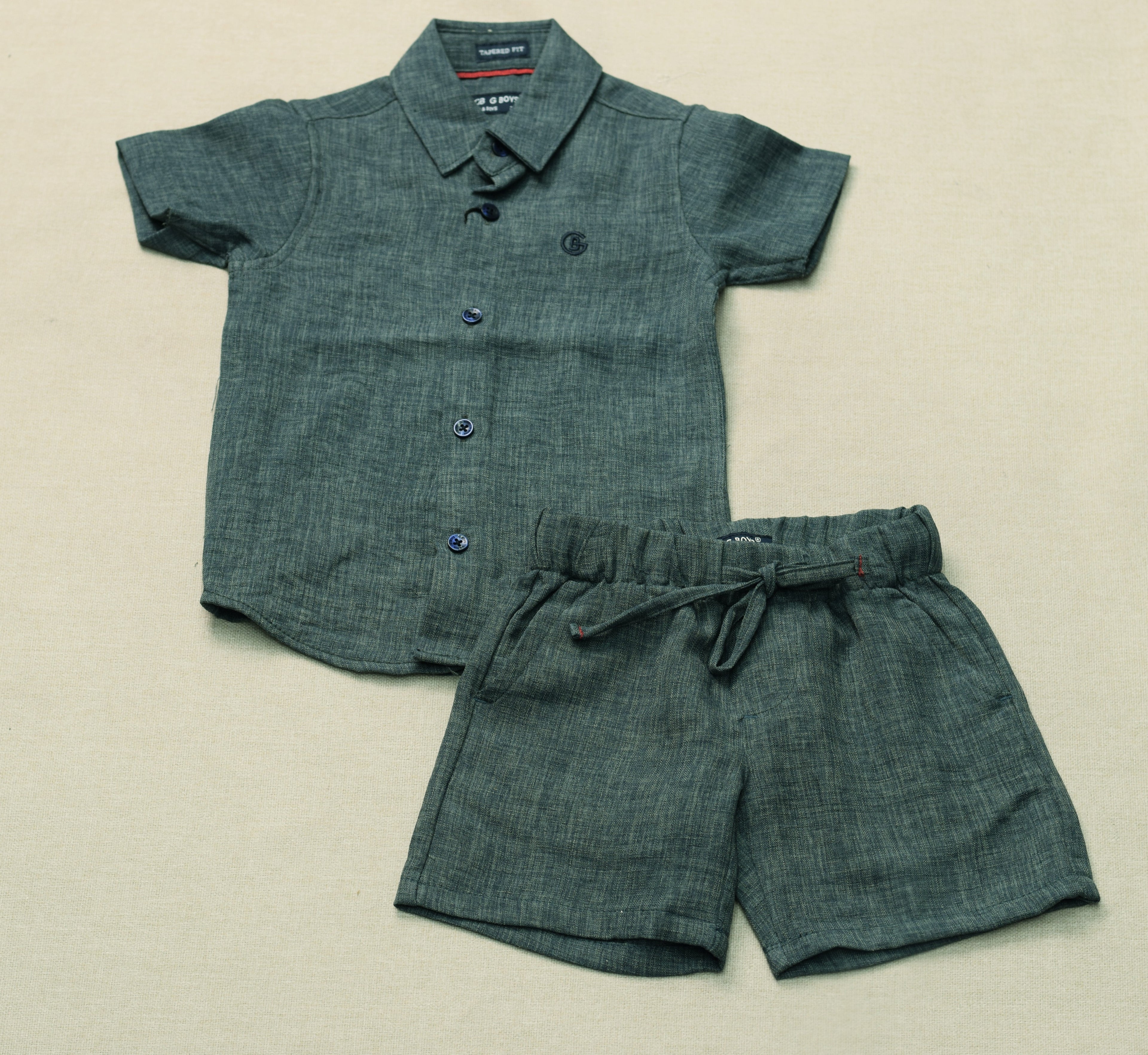 Boys Dusty Rose Cotton Co-ord Set – Half Sleeve Shirt & Shorts Outfit