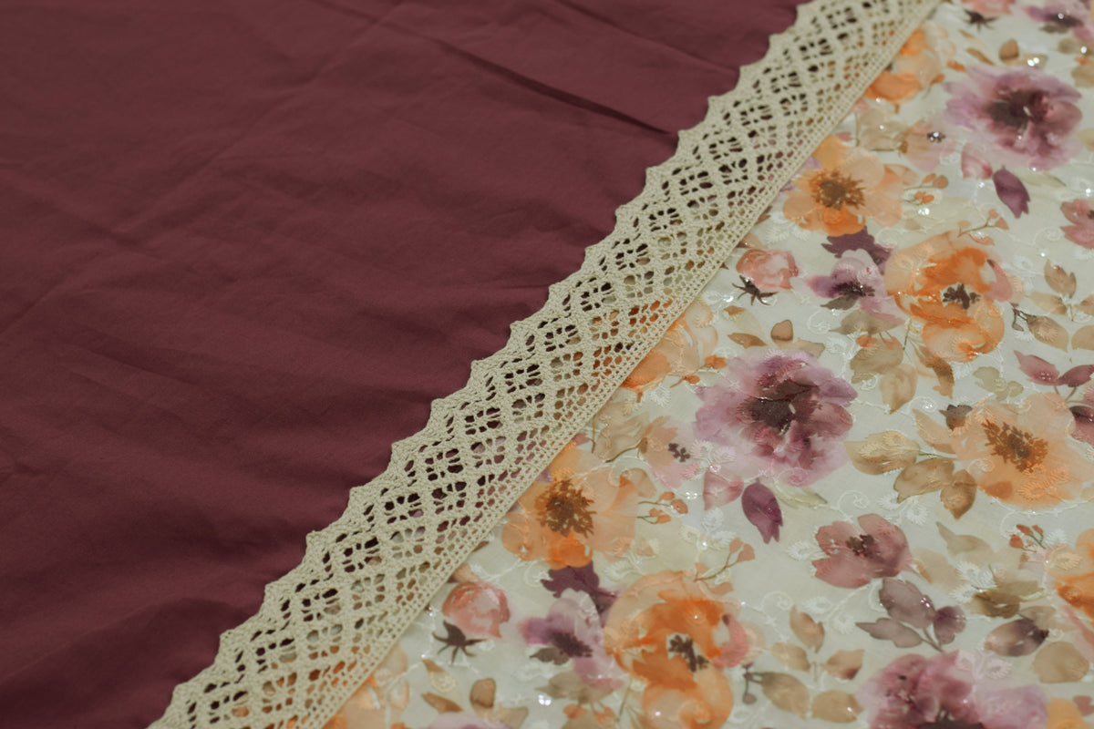 Elegant Floral King Size Bedspread Set with Lace Detailing – 106 × – Nushio by Pulpel