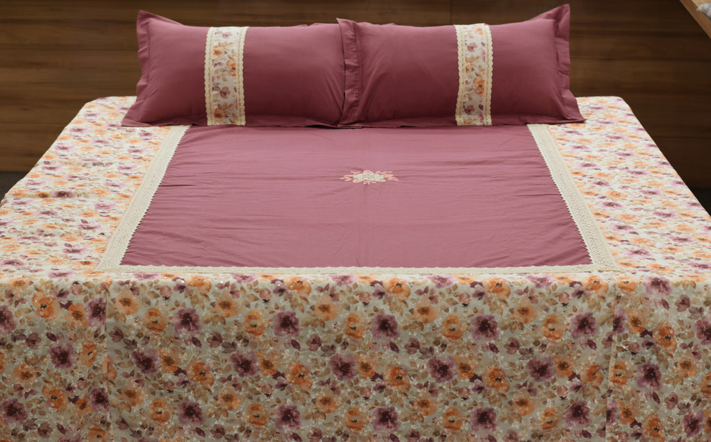 Elegant Floral King Size Bedspread Set with Lace Detailing – 106 × – Nushio by Pulpel