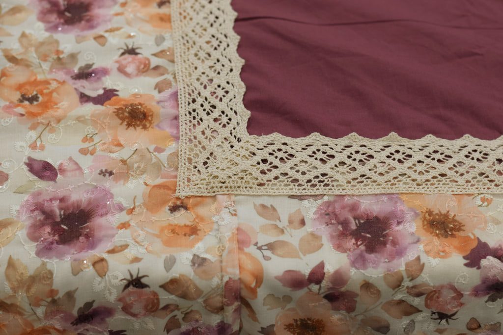 Elegant Floral King Size Bedspread Set with Lace Detailing – 106 × – Nushio by Pulpel