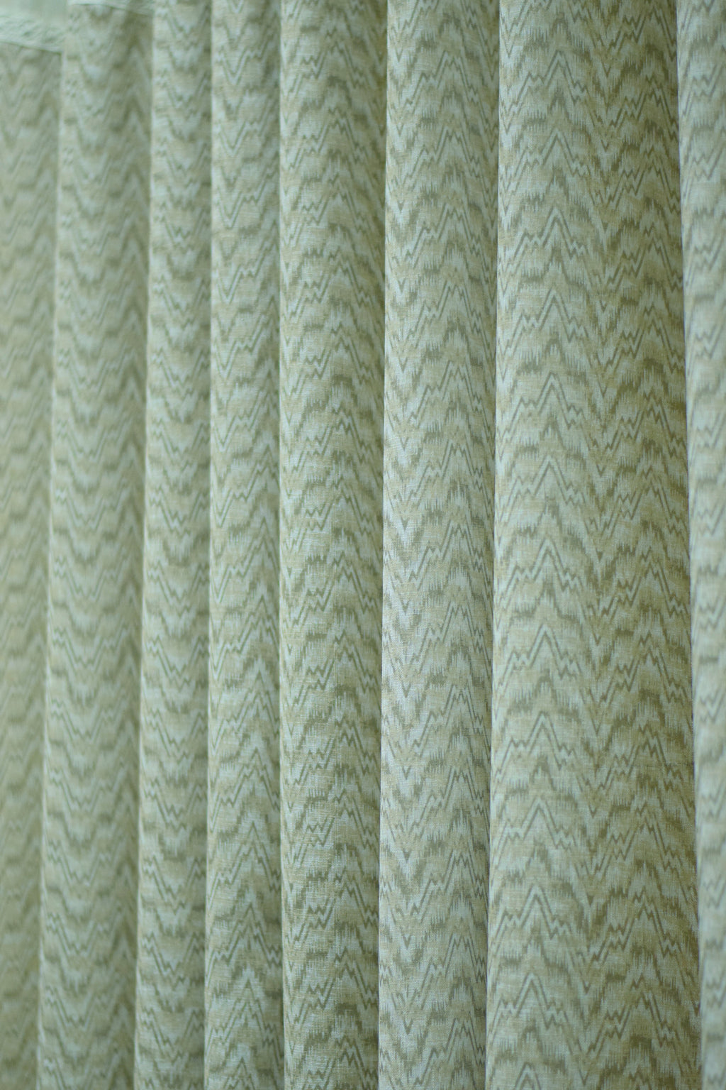 4x7 Semi Linen Door Curtain with Elegant Lace Border & Chevron Design – Single Panel
