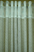 4x7 Semi Linen Door Curtain with Elegant Lace Border & Chevron Design – Single Panel