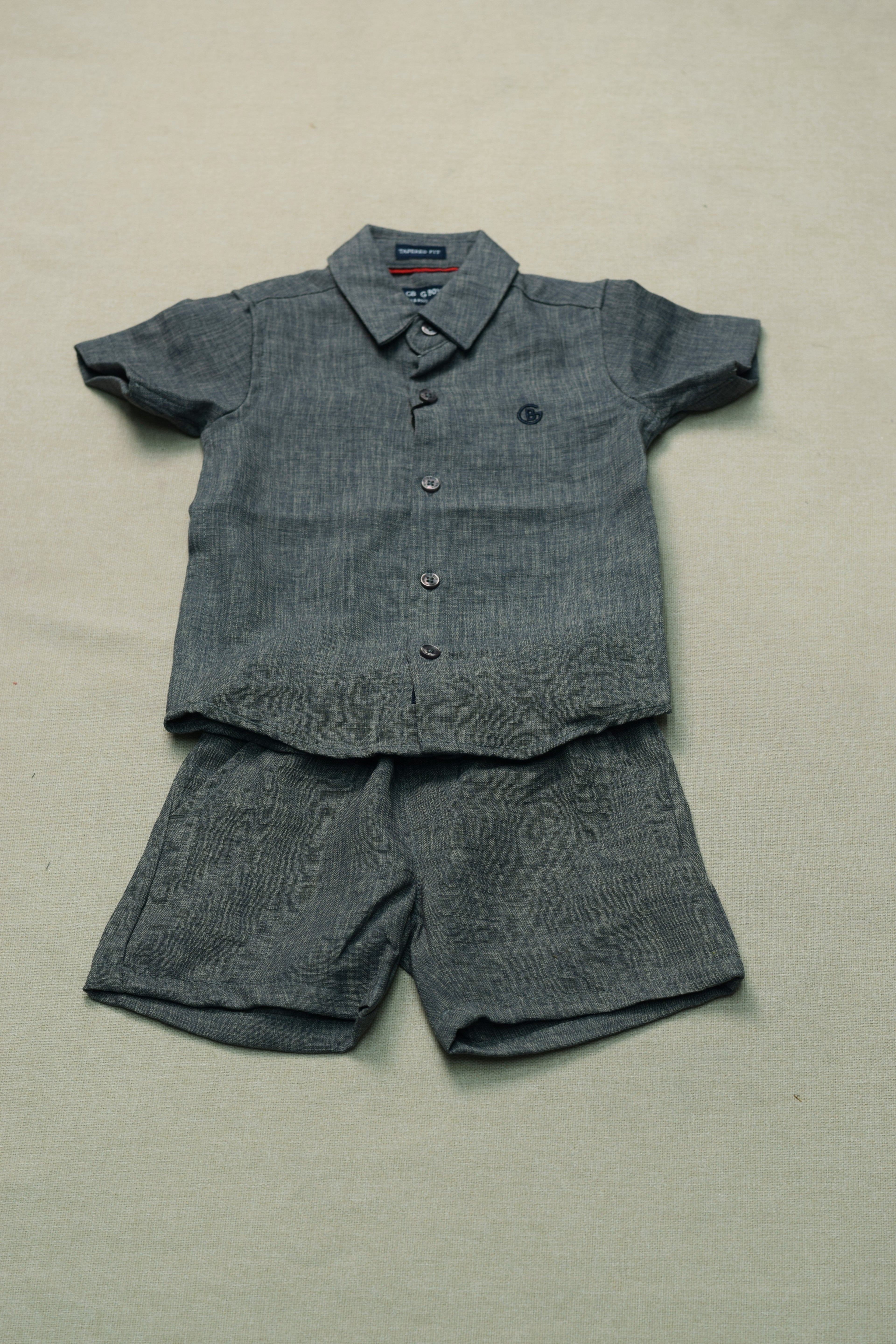Boys Dusty Rose Cotton Co-ord Set – Half Sleeve Shirt & Shorts Outfit