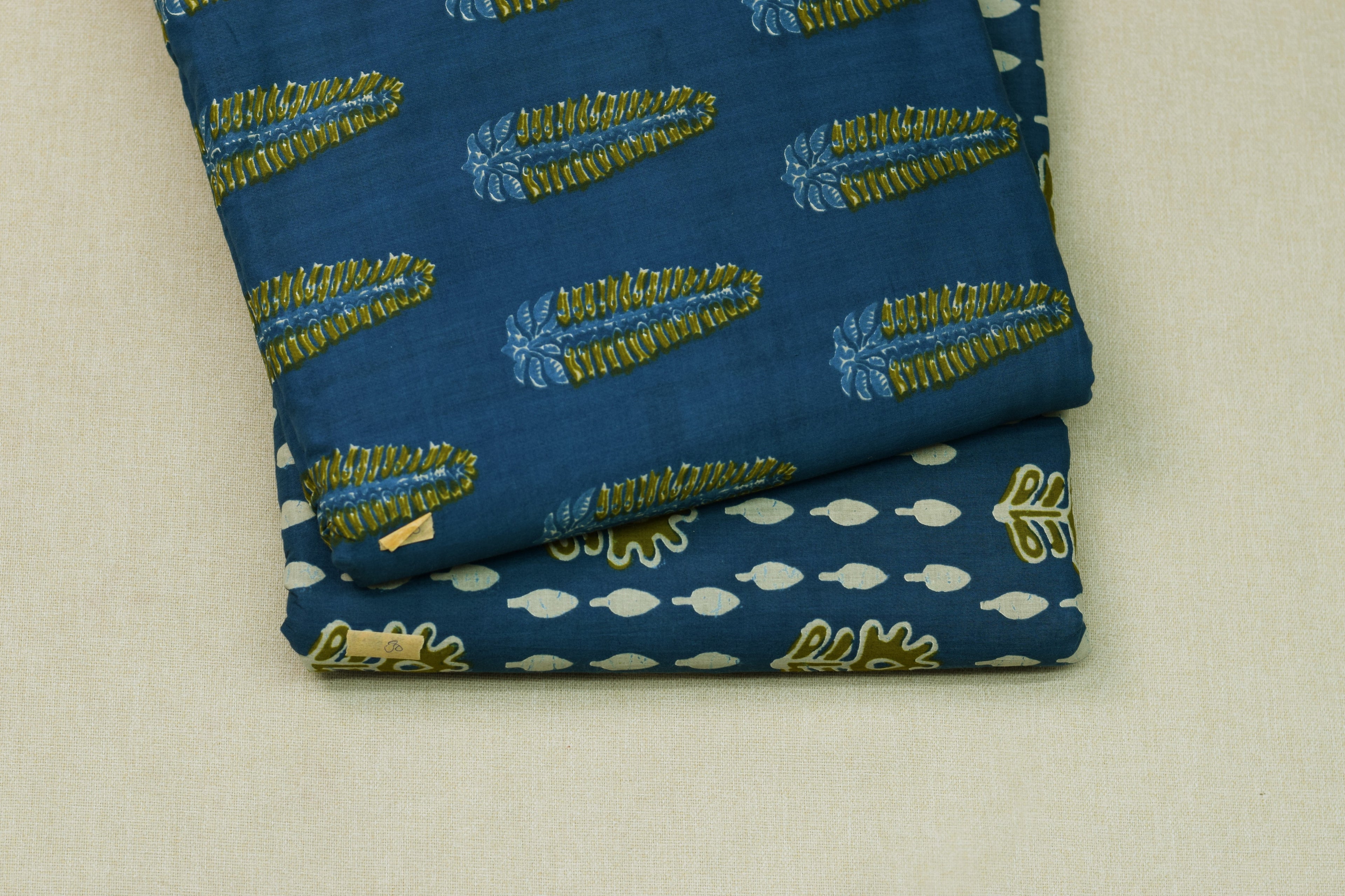 Soft Cotton Printed Dress Material Set – Navy Blue | 2.5M Top & 2M Bottom | Comfortable Daily Wear Fabric