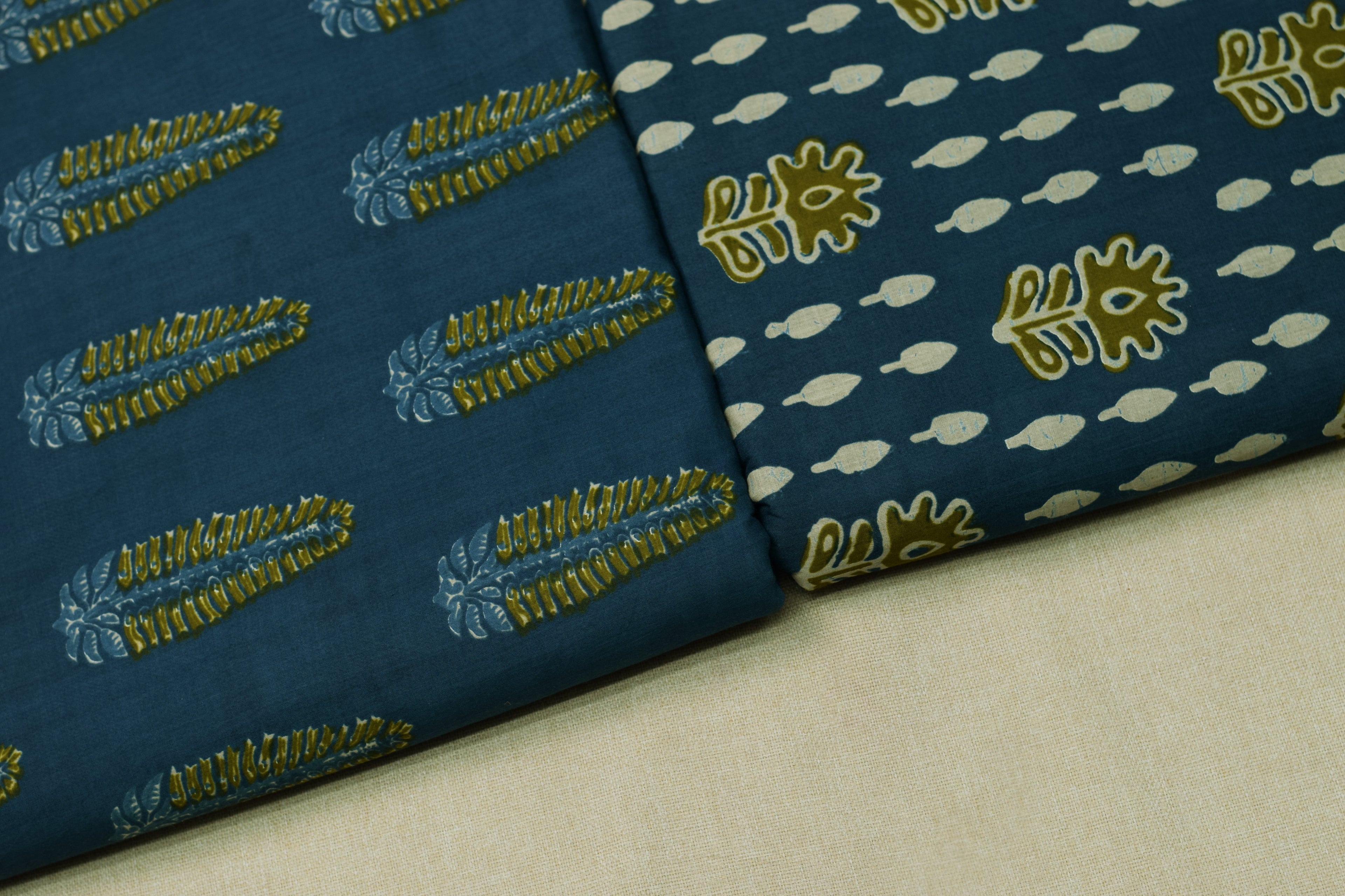 Soft Cotton Printed Dress Material Set – Navy Blue | 2.5M Top & 2M Bottom | Comfortable Daily Wear Fabric