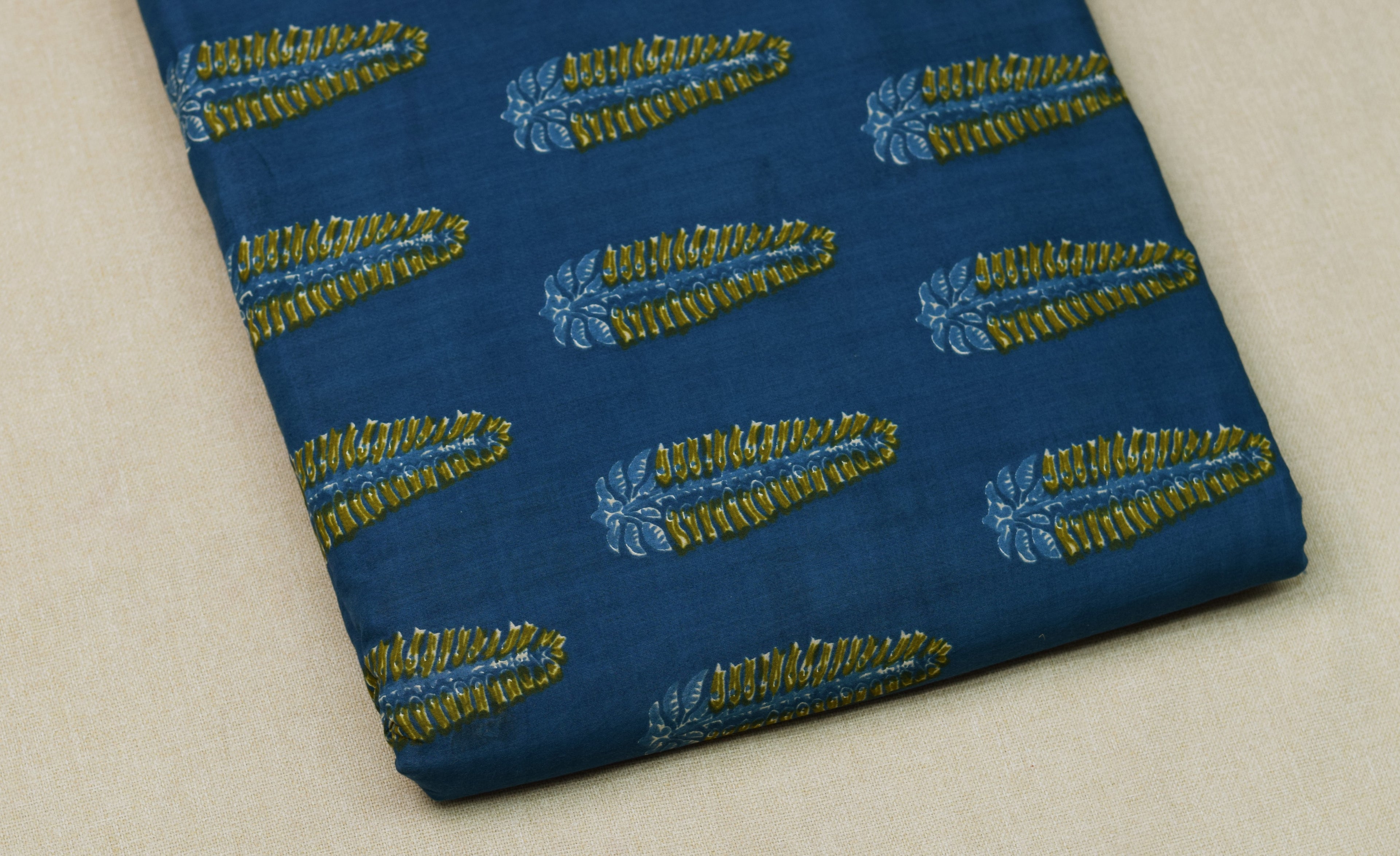 Soft Cotton Printed Dress Material Set – Navy Blue | 2.5M Top & 2M Bottom | Comfortable Daily Wear Fabric
