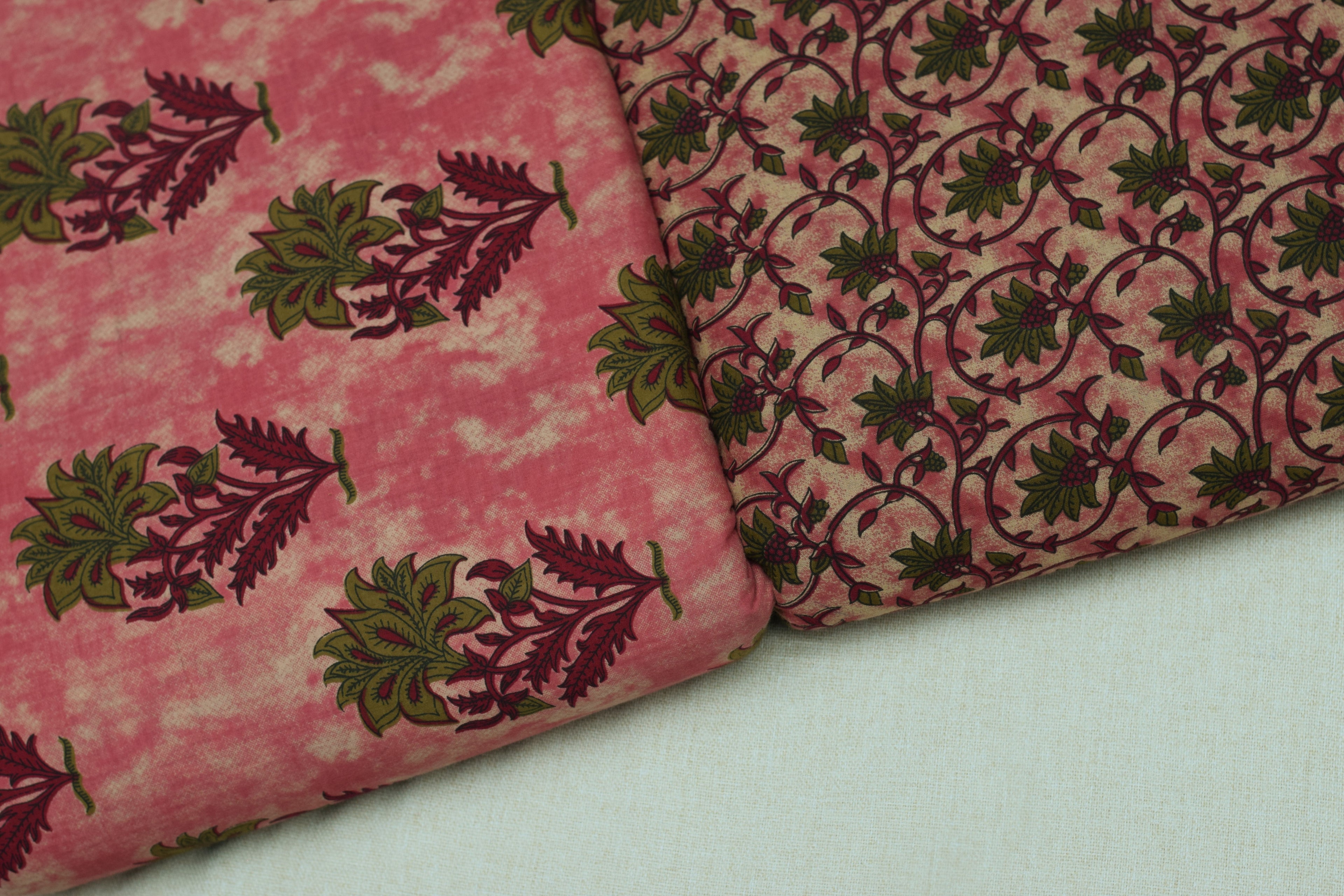 oft Cotton Printed Dress Material Set for Women – Pink Floral Print | Top 2.50 m & Bottom 2.00 m | Unstitched