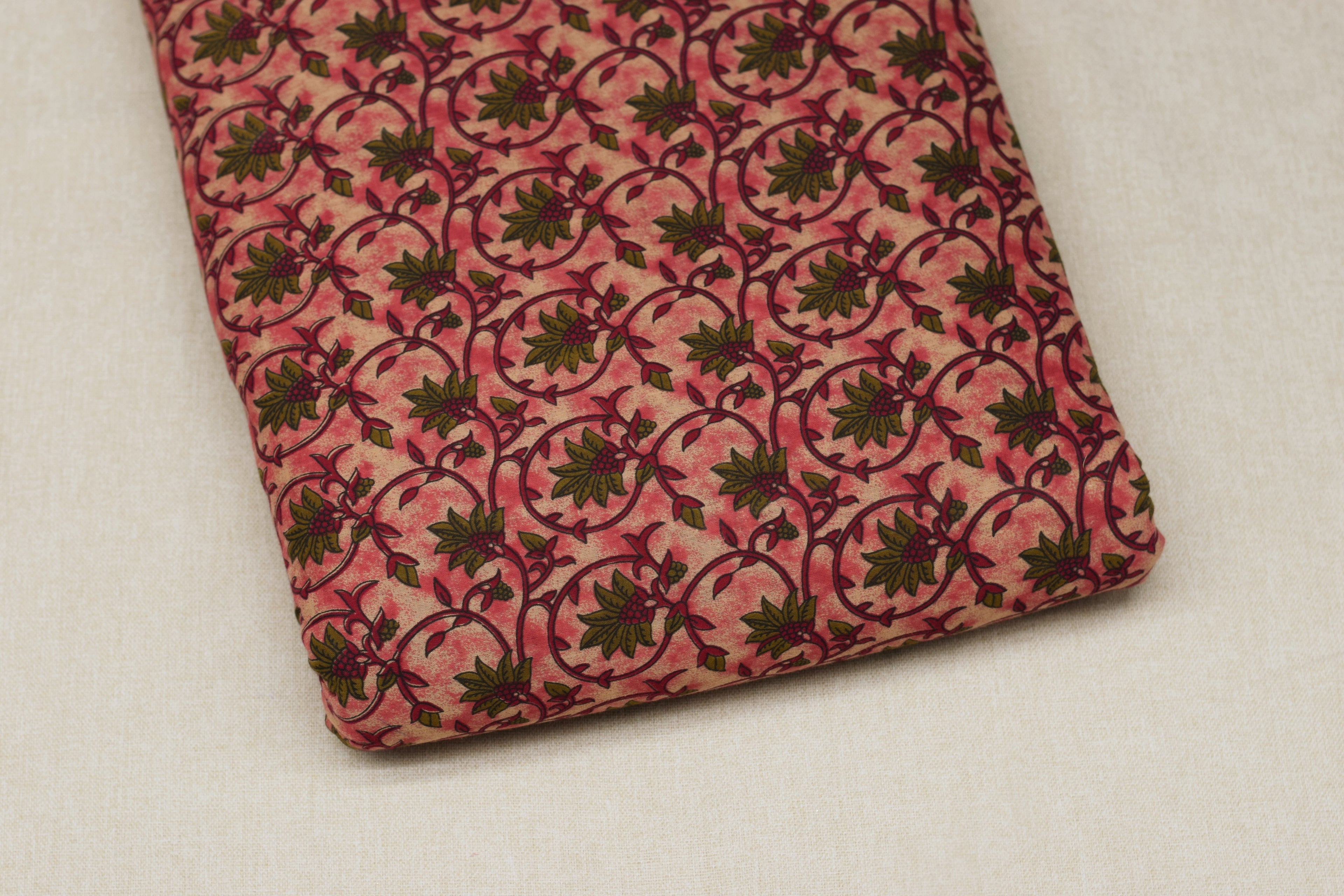 oft Cotton Printed Dress Material Set for Women – Pink Floral Print | Top 2.50 m & Bottom 2.00 m | Unstitched