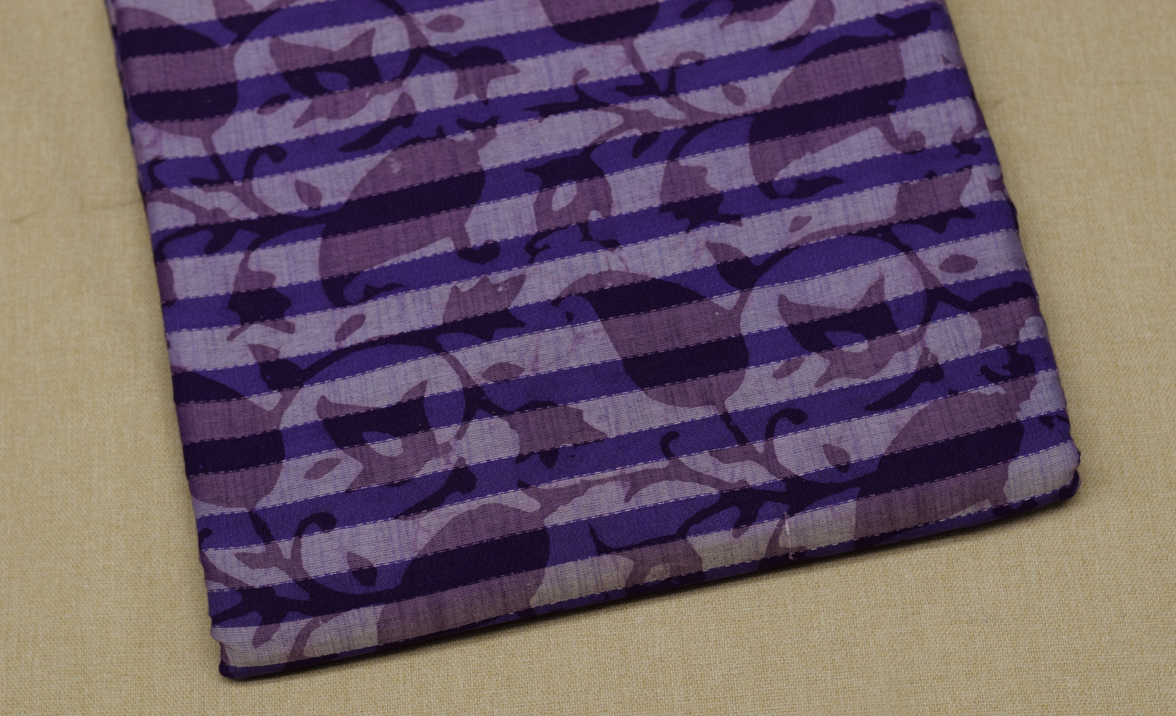 Purple Floral Stripe Soft Cotton Dress Material – 44" Width | Top Length 2.50 M