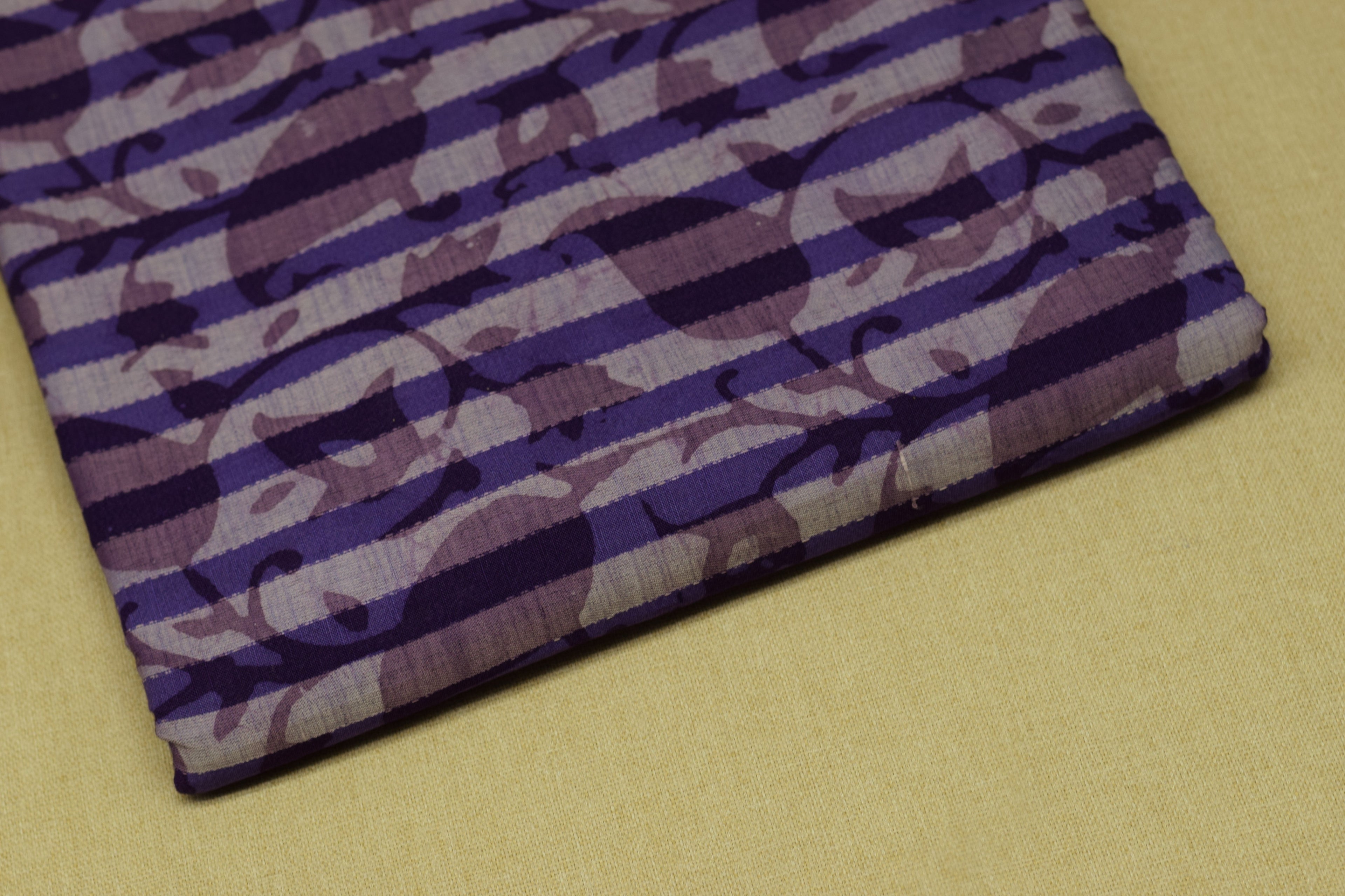 Purple Floral Stripe Soft Cotton Dress Material – 44" Width | Top Length 2.50 M