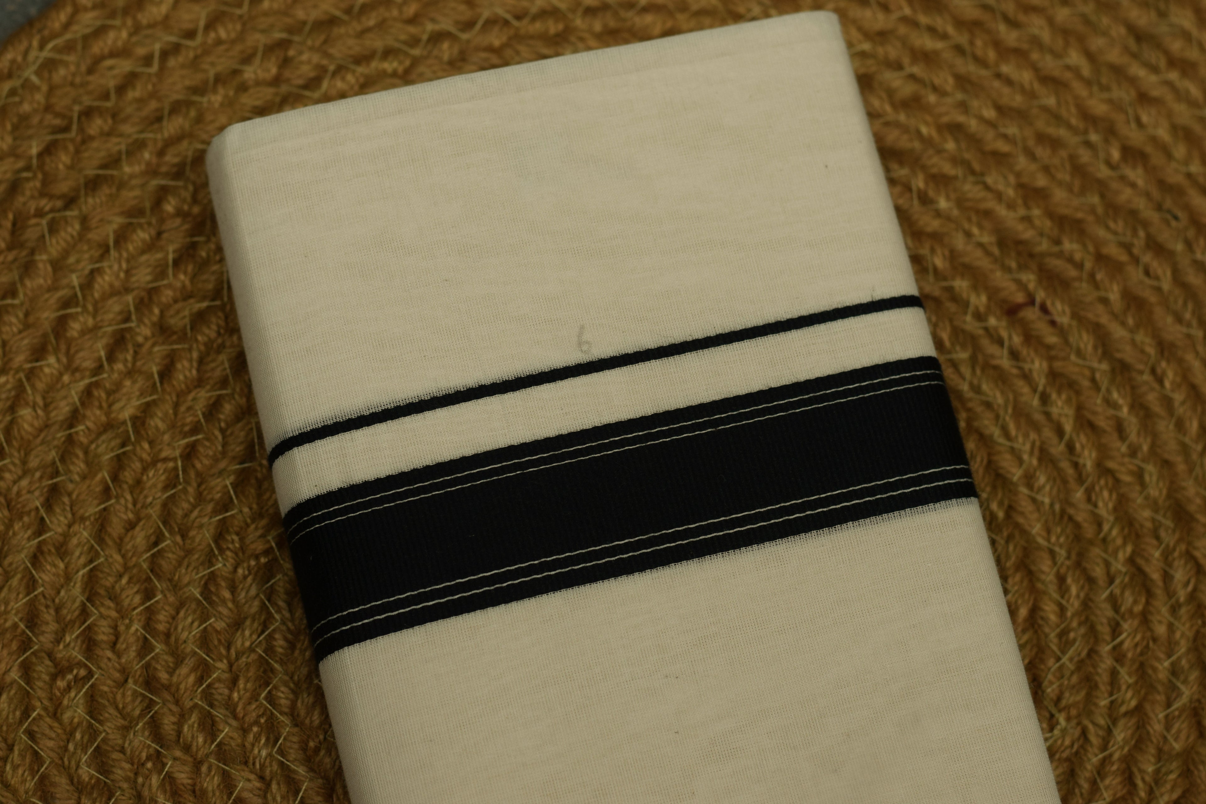 Traditional Kodi Color Double Mundu with Black Kara Border | Kerala Men's Cotton Dhoti | Premium Ethnic Wear