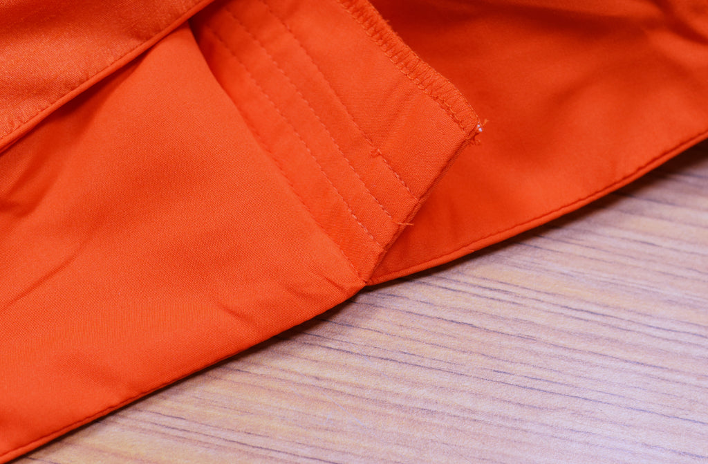 Orange Chanderi Silk Front Open Readymade Blouse | Padded Saree & Midi Blouse | Elbow Sleeve
