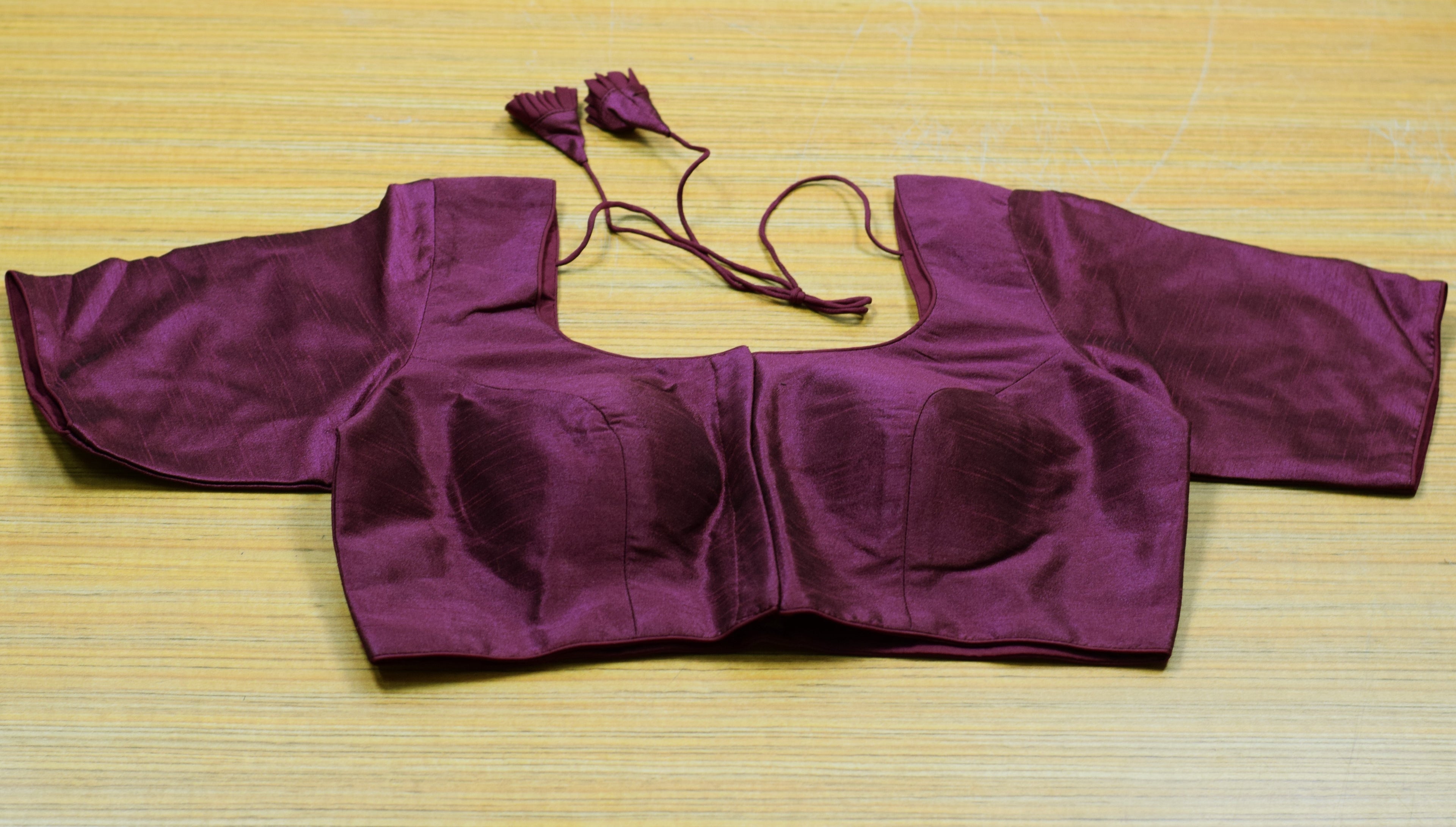 Women's Chanderi Silk Readymade Blouse – Front Open Padded Saree & Midi Blouse | Maroon