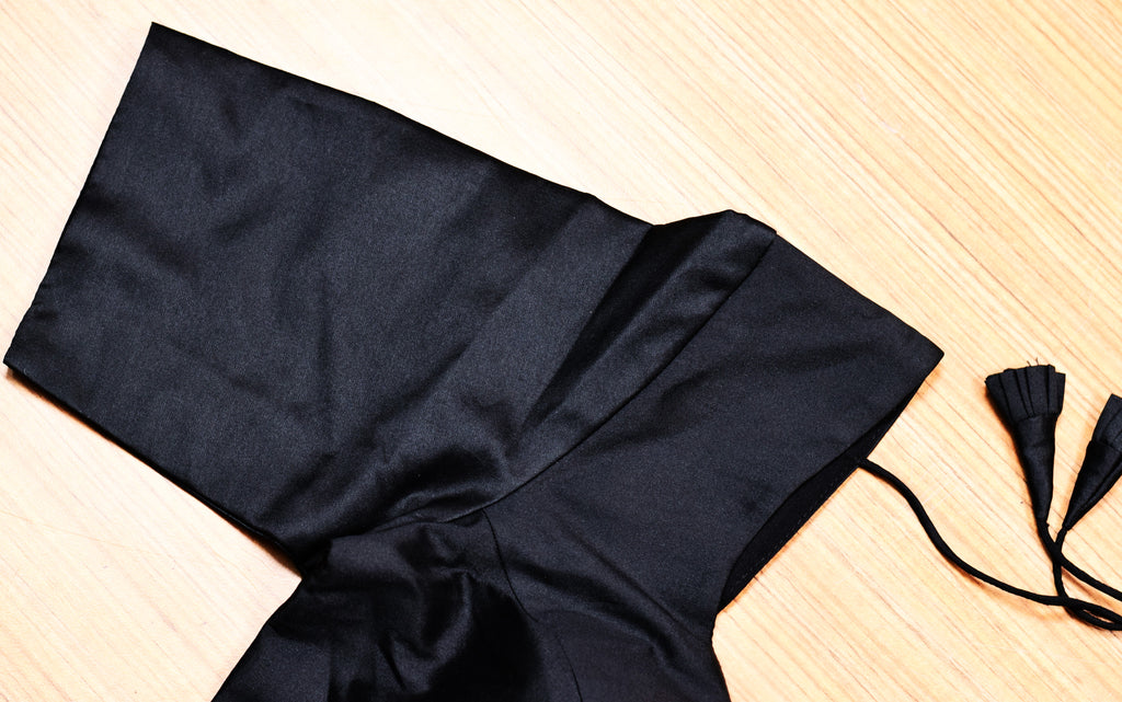 Women's Black Chanderi Silk Saree Blouse | Front Open | Readymade Padded Blouse for Sarees & Midi Dresses