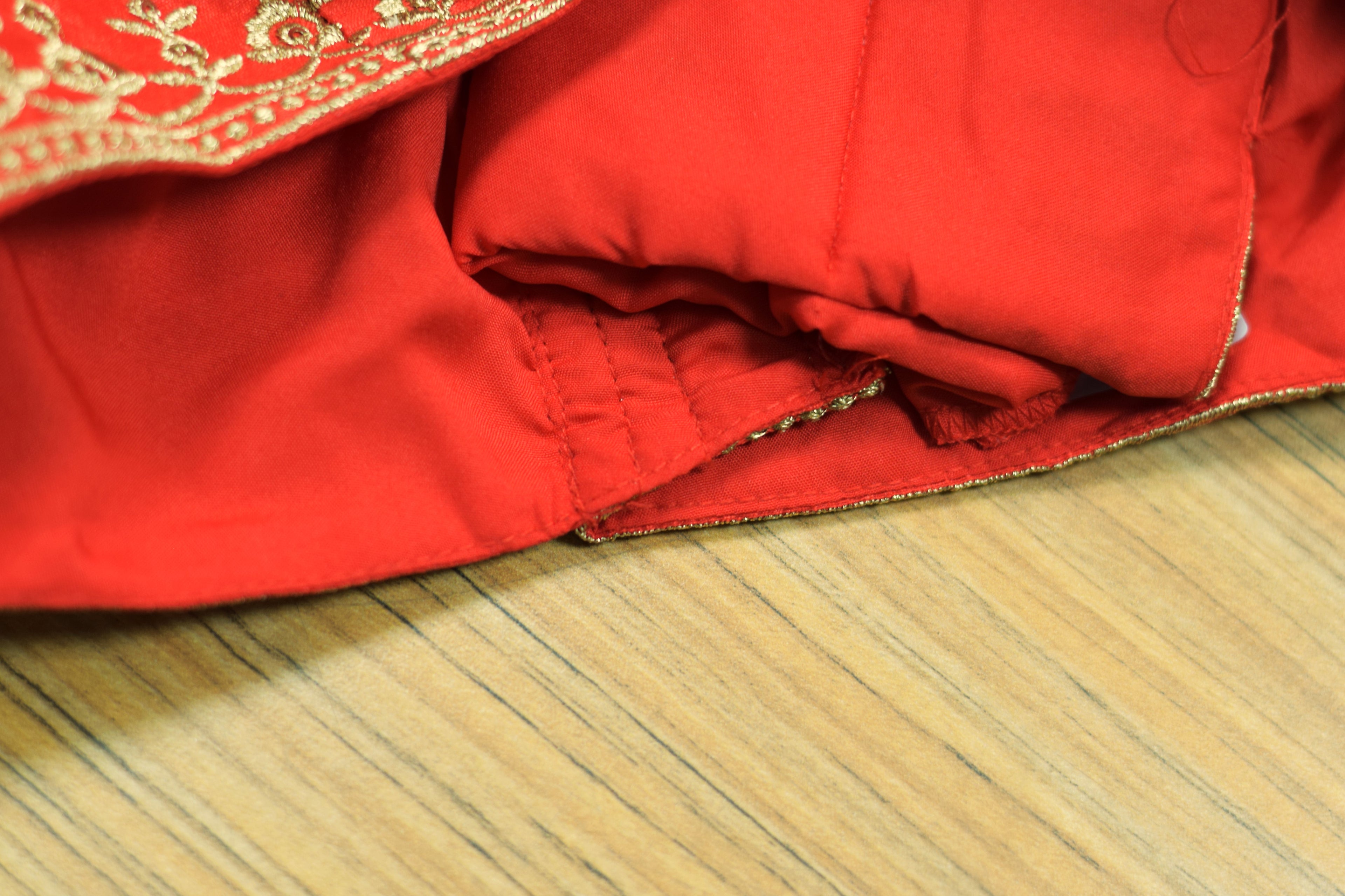Women's Chanderi Silk Embroidered Saree Blouse | Ready-Made Padded Blouse | Front Neck Design | Sleeves Inside | Red