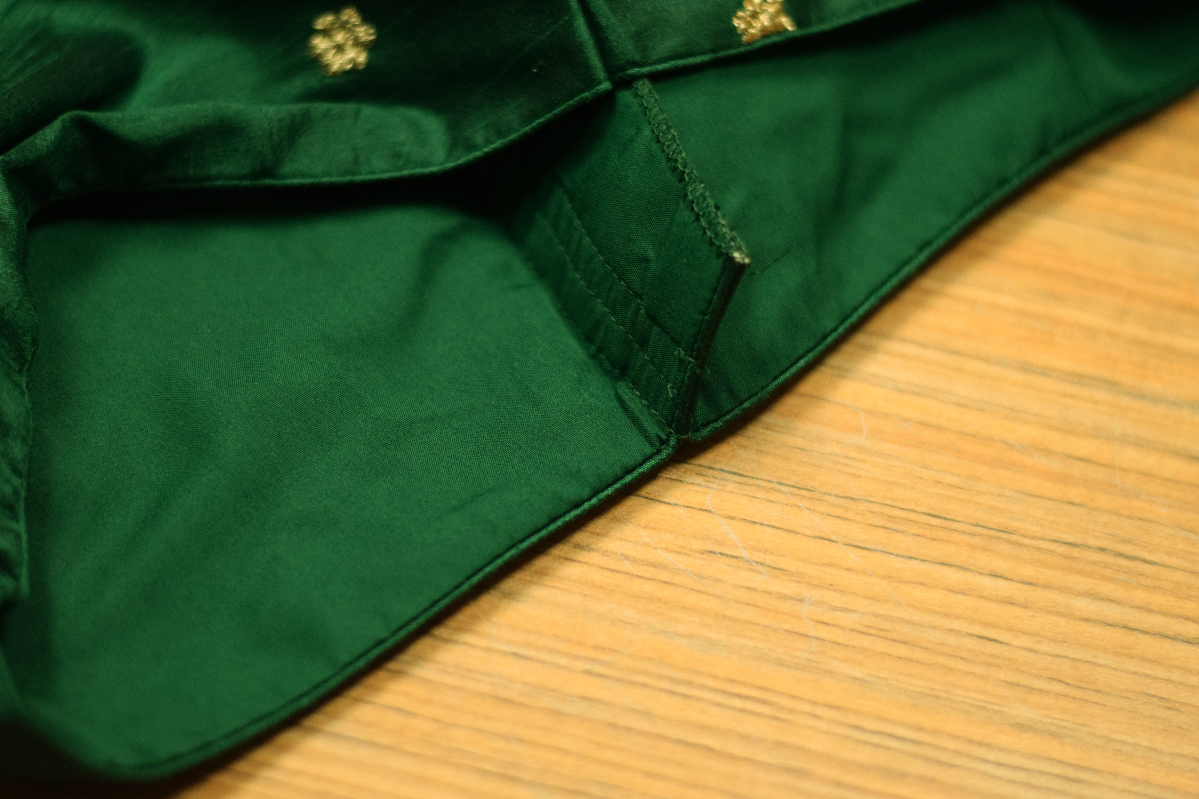 Women's Chanderi Silk Front Open Saree Blouse | Readymade Padded Blouse for Sarees & Midi | Dark Green with Gold Butti