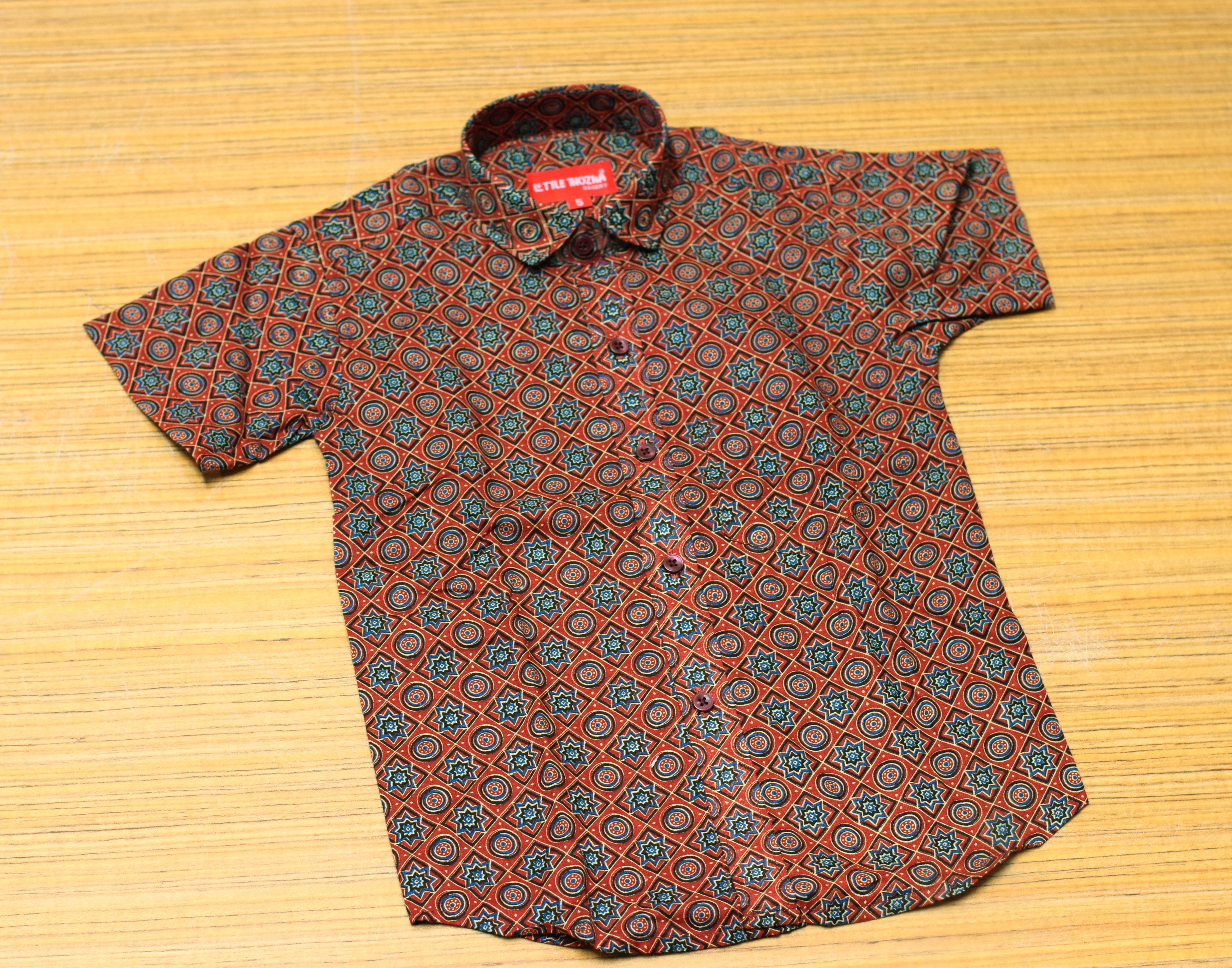 Kids Onam Shirt & Kasavu Dhoti Combo Set | Traditional Kerala Festive Wear | Maroon Printed Shirt with White Kasavu Mundu